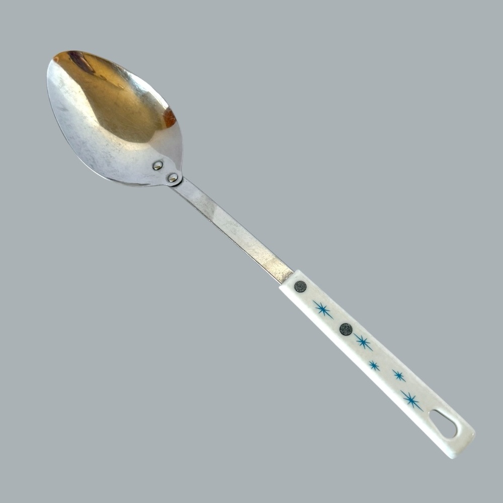 Vintage Mid Century Atomic Starburst Stainless Steel Kitchen Spoon – 13”